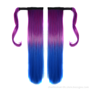 Wholesale Chorliss High Quality Ombre Double Drawn Wrap Ponytail With Natural Straight Tie In Ponytail Extensions Synthetic Hair